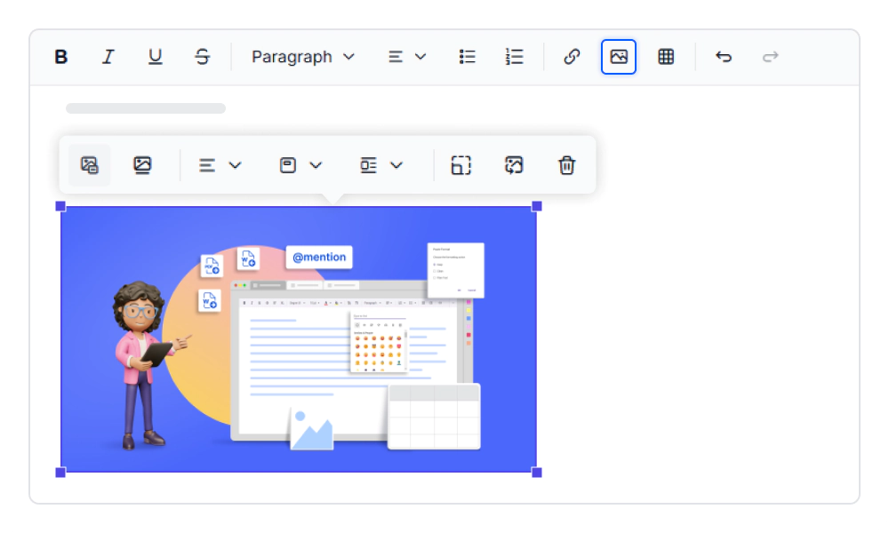 Vue Modern Rich Text Editor image editing.