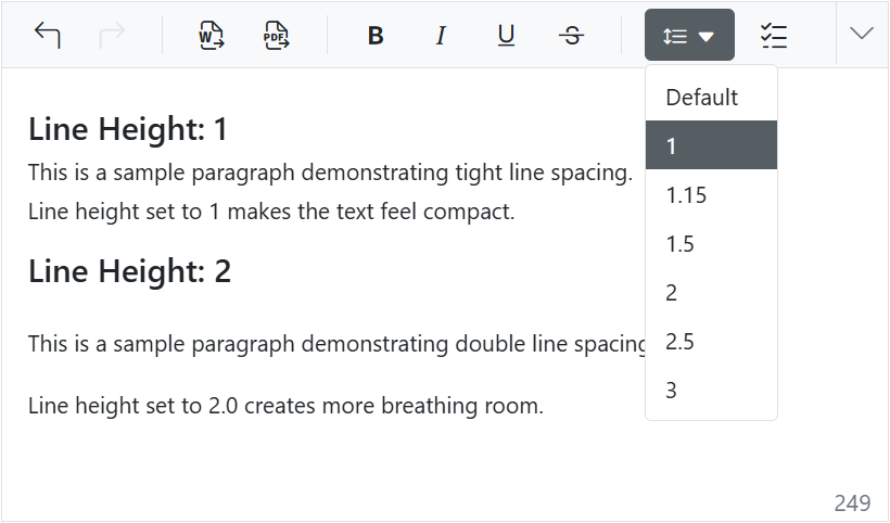 Line height in Vue WYSIWYG HTML editor.