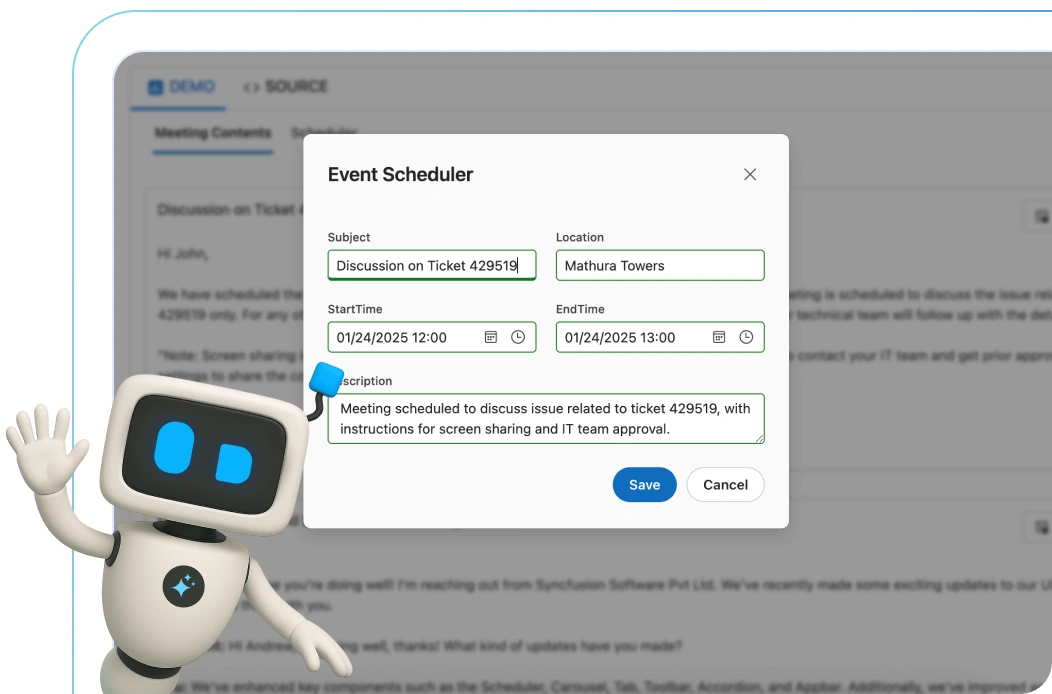 Componente Angular Scheduler potenciado por IA.