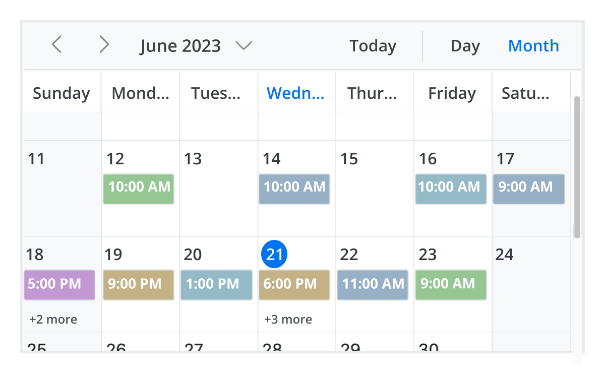 Month View in ASP.NET Core Scheduler component.
