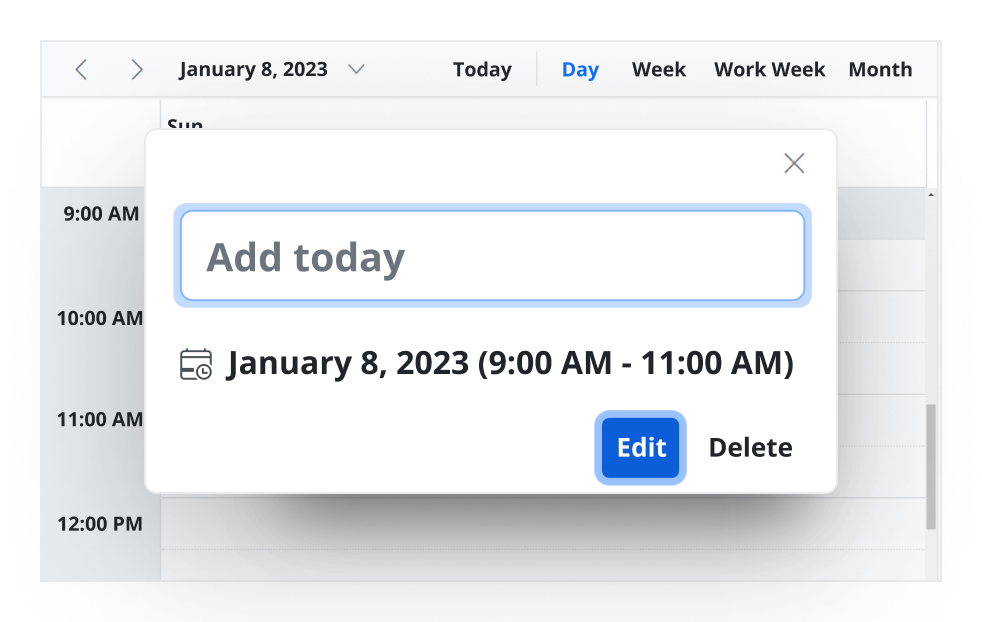 Illustration of quick pop-ups in ASP.NET MVC Scheduler.