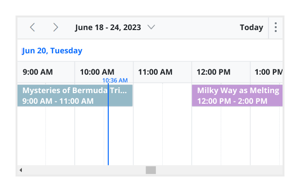 Illustration of current time highlighting in ASP.NET MVC Scheduler.