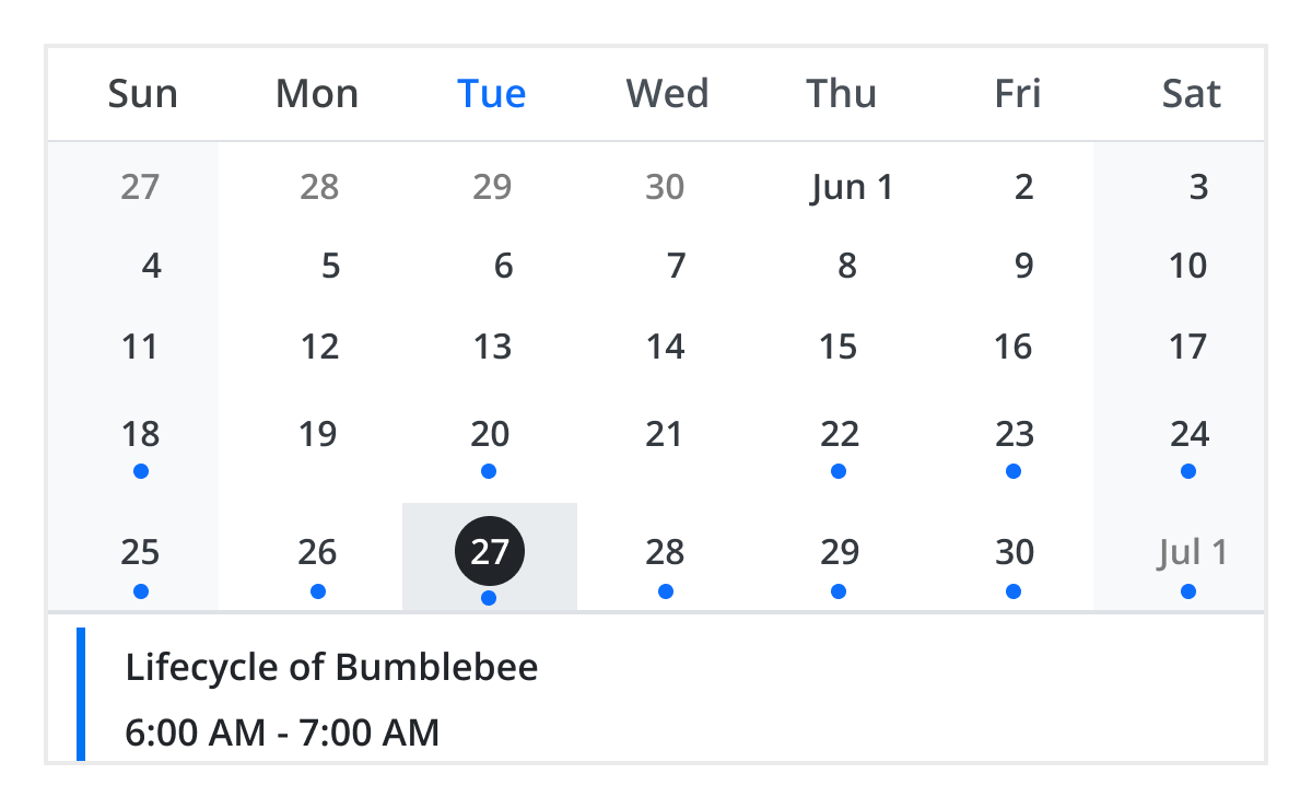 Month agenda view in ASP.NET MVC Scheduler component