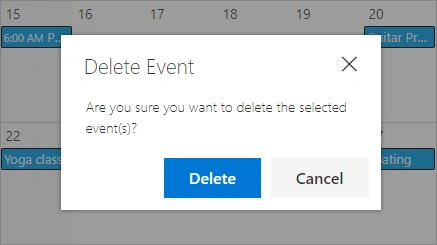 Illustration of Multiple Event Deletion in Blazor Scheduler Component
