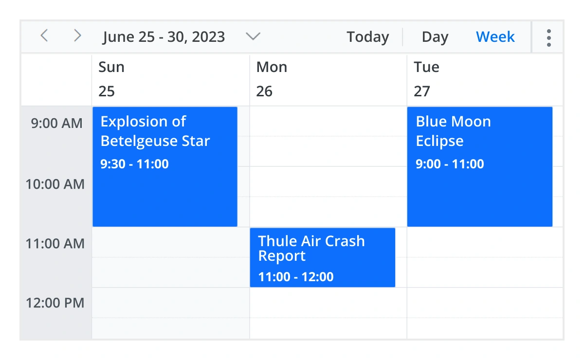 Illustration of displaying time format in Blazor Scheduler.
