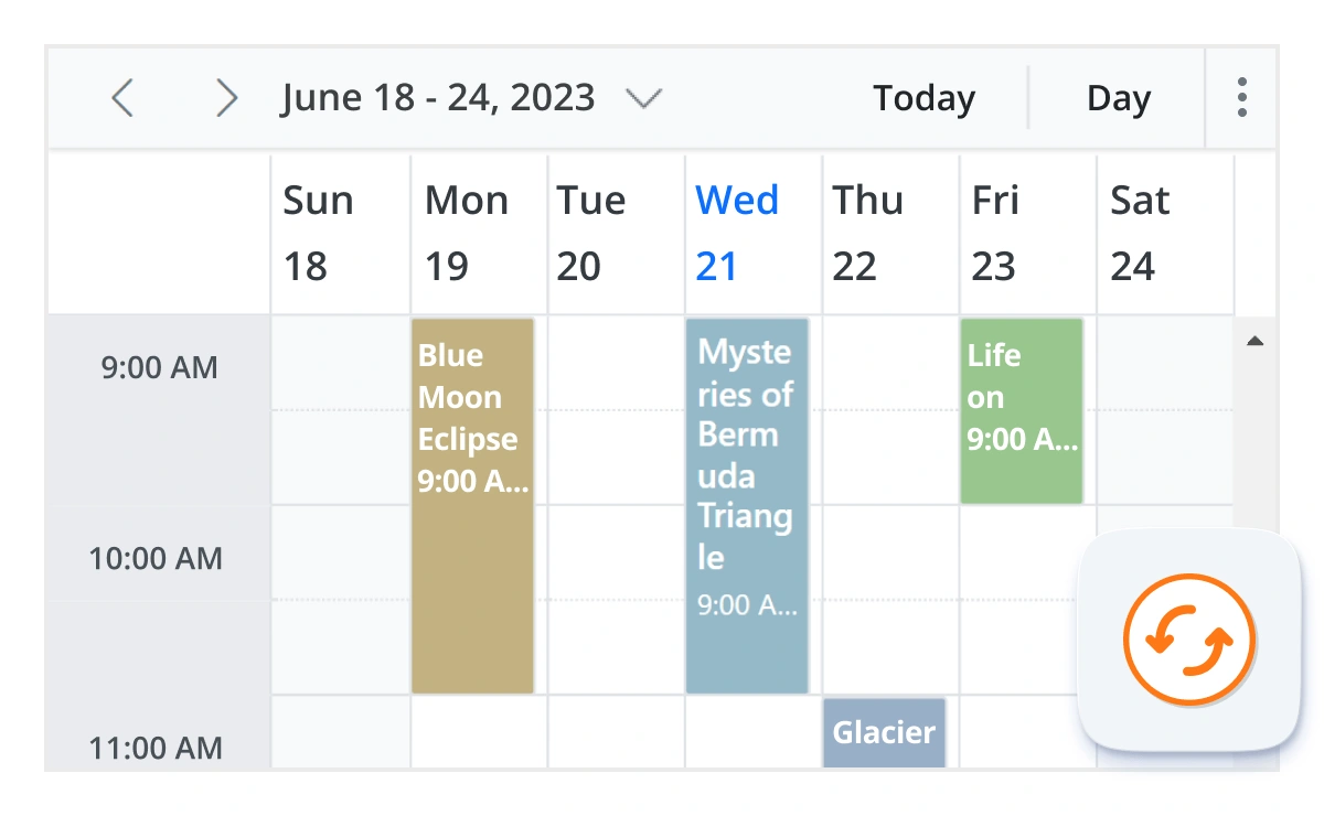 Illustration of real-time updates of JavaScript Scheduler.