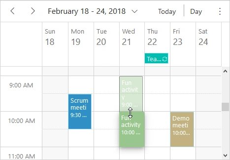 JavaScript scheduler event resizing