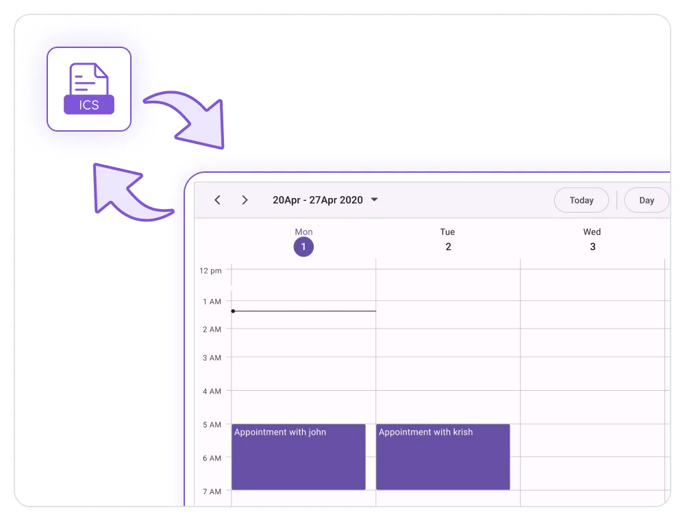 Import and export ICS files in the .NET MAUI Scheduler.