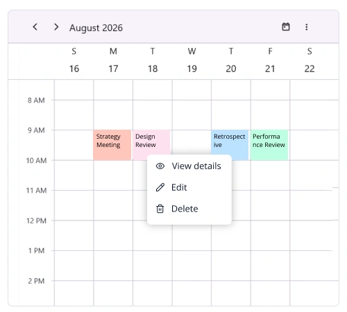 Context menu in the .NET MAUI Scheduler.