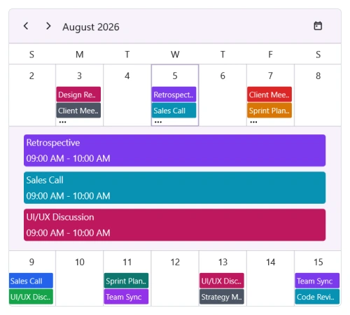 Month inline view in the .NET MAUI Scheduler.