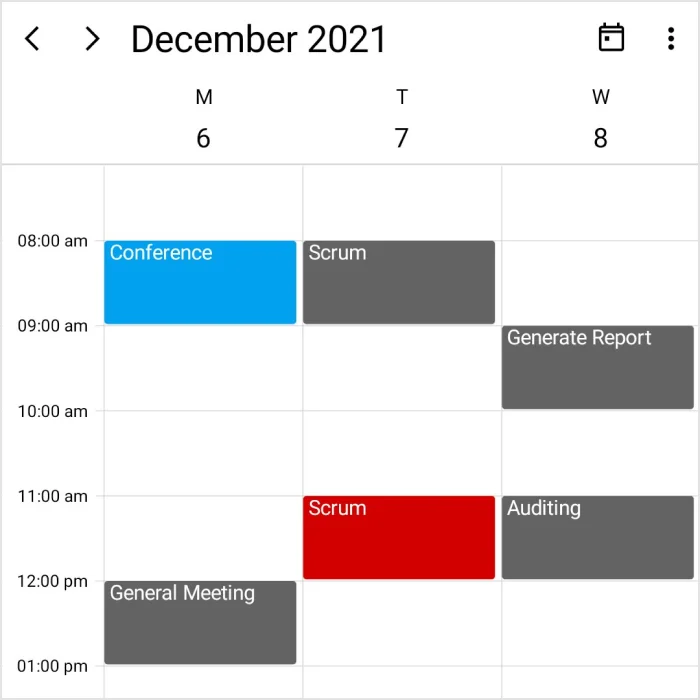 Flexible working days in the .NET MAUI Scheduler.
