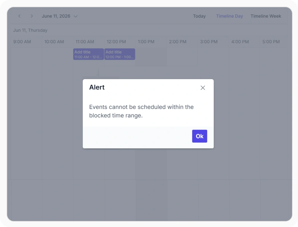 Preventing invalid schedules in React Scheduler