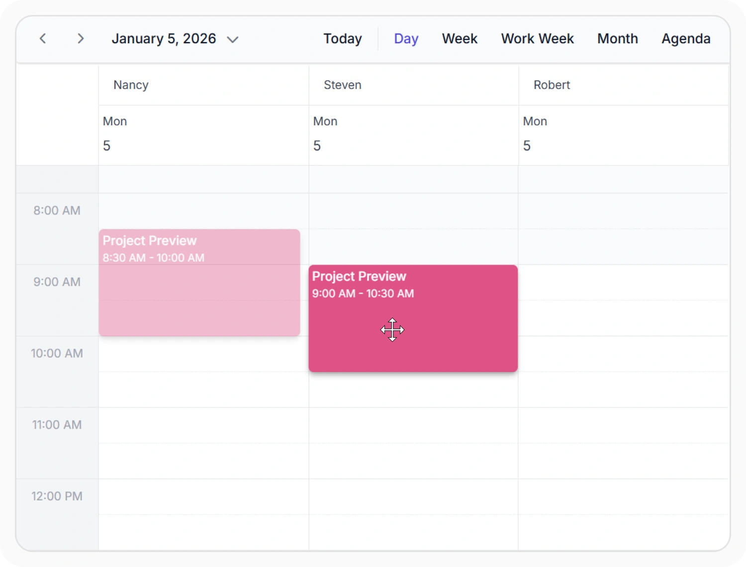 Resource reassignment in React Scheduler