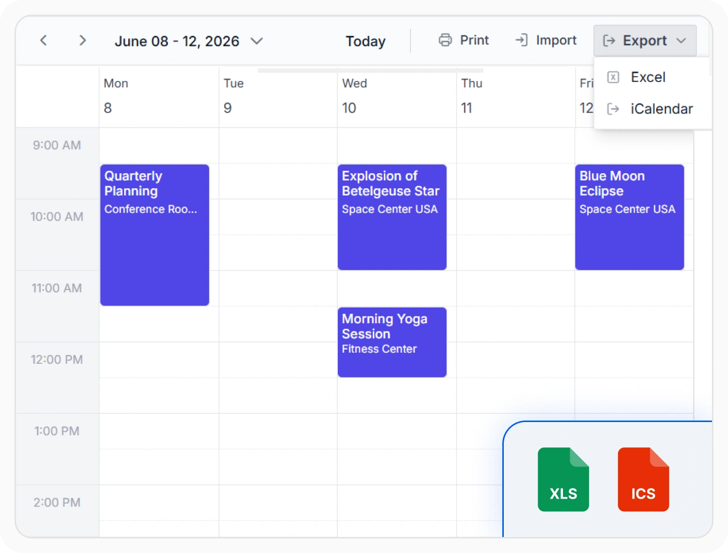 Export React Scheduler appointments to Excel
