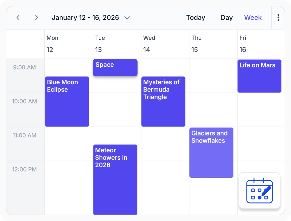 Inline editing for quick event subject updates in React Scheduler