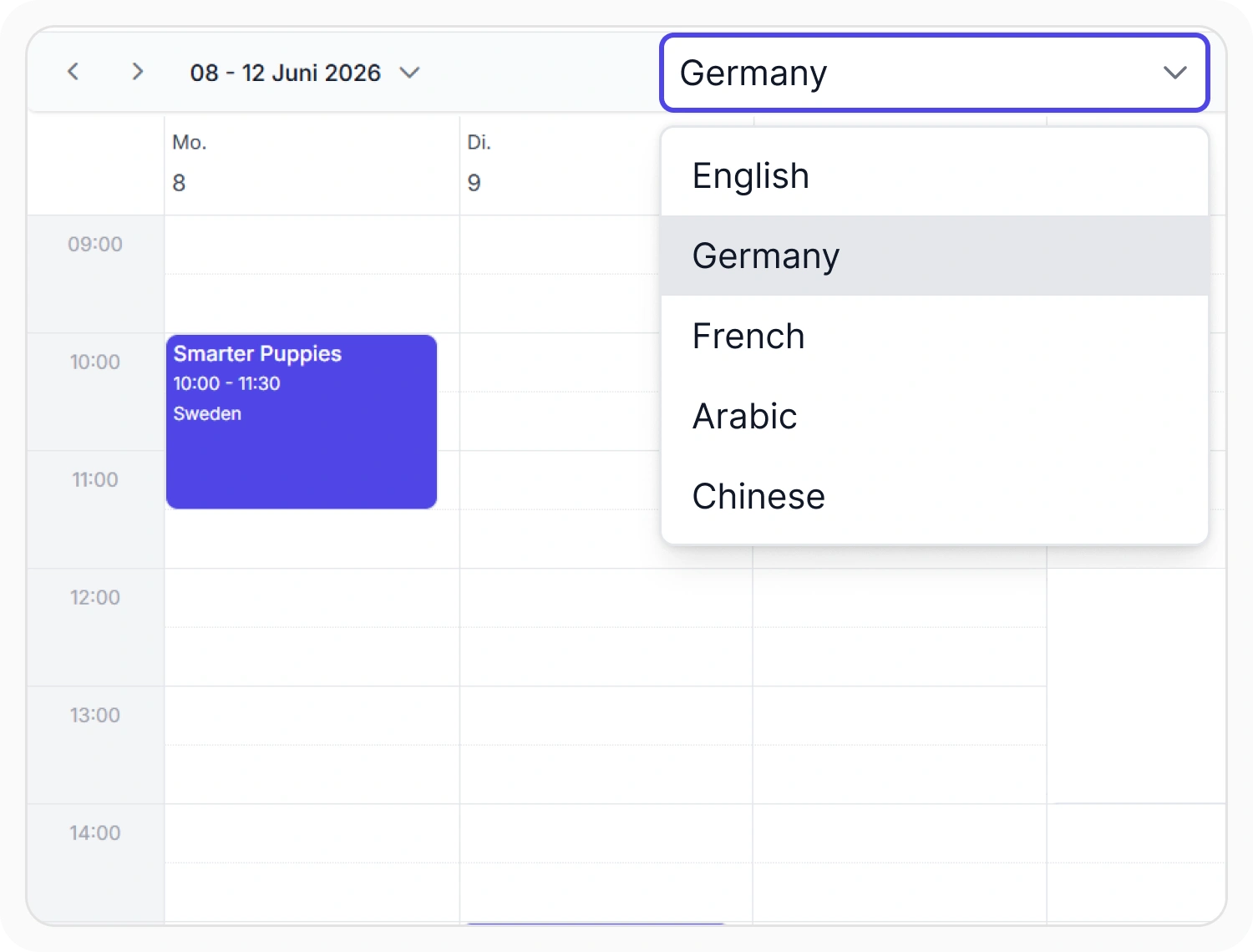 Localization and globalization in React Scheduler