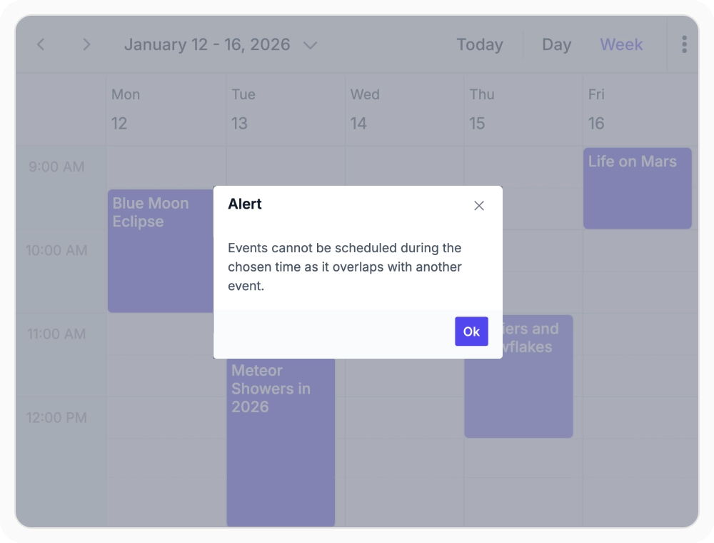 Prevent overlapping events in React Scheduler