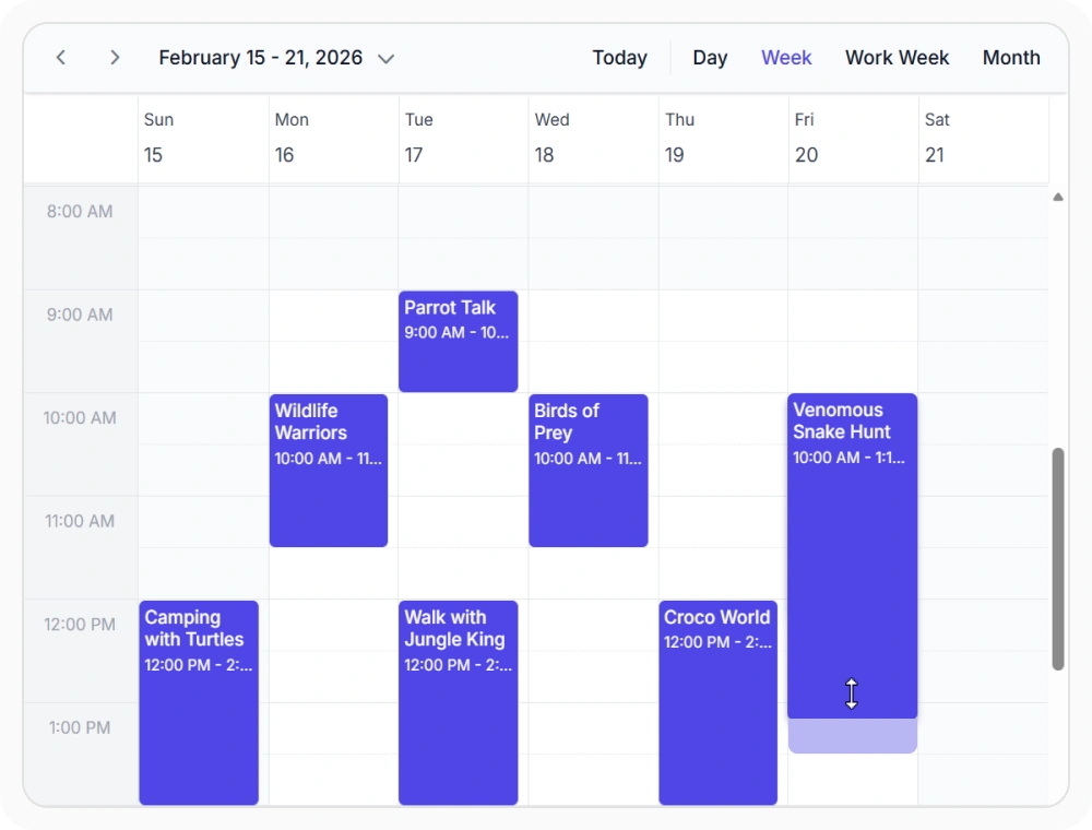 Resize appointments by fixed intervals in React Scheduler