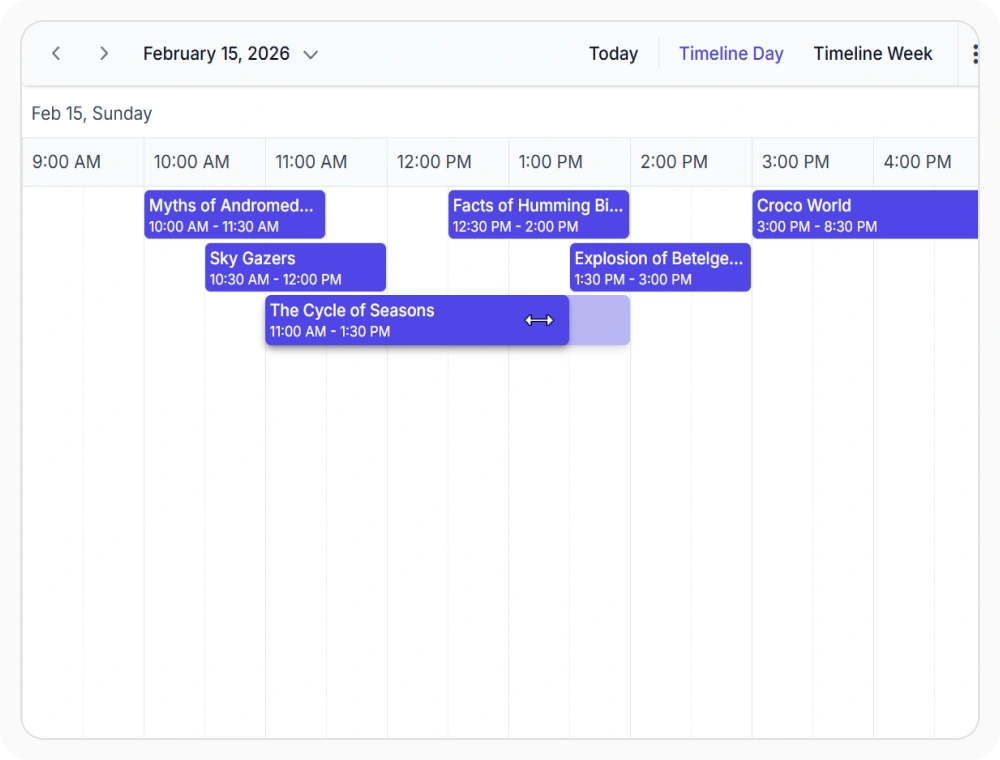 Timeline view appointment resizing in React Scheduler