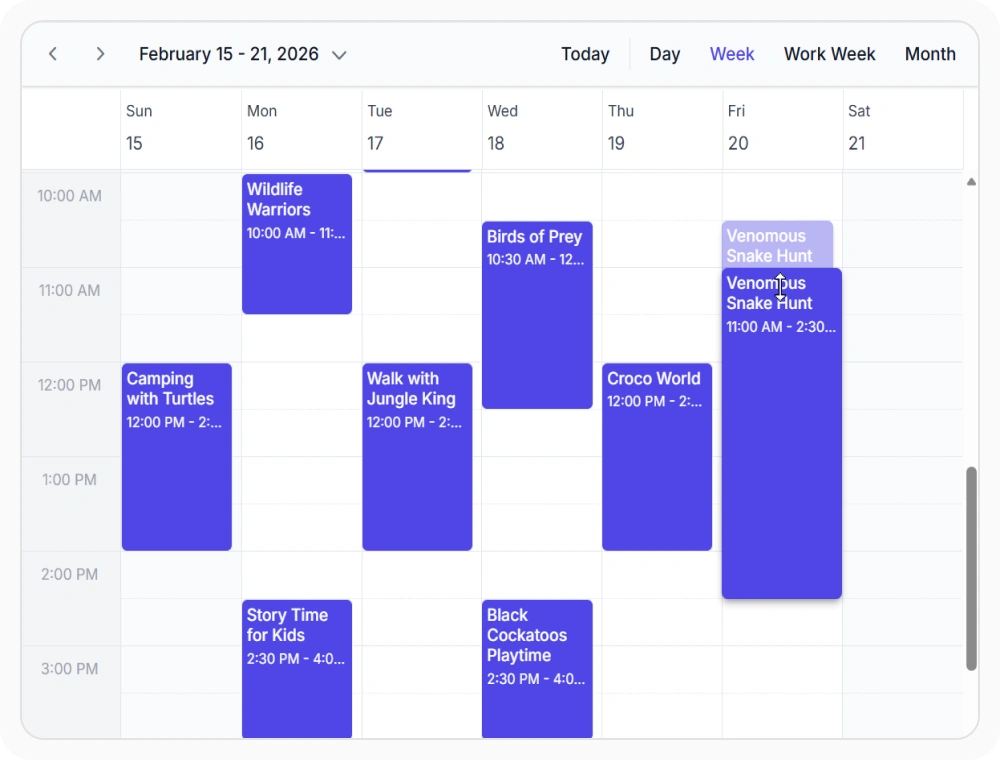 Adjust duration in React Scheduler vertical views.