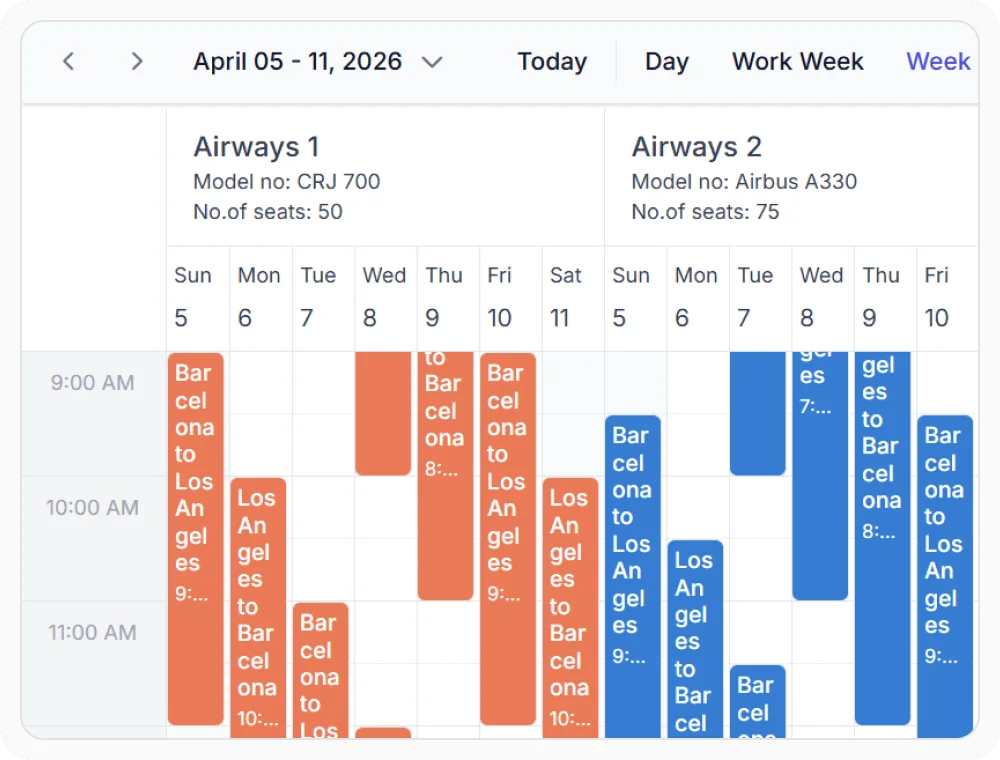 React Scheduler with resource template that displaying employee information