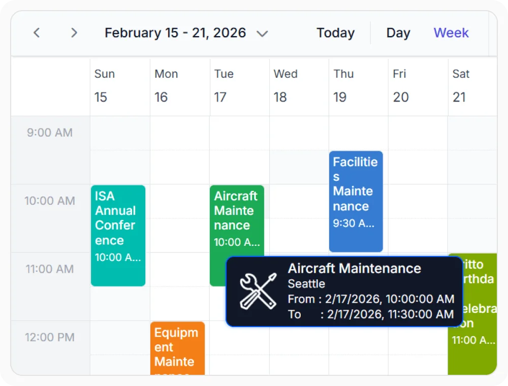 React Scheduler with tooltip template that showing detailed appointment information