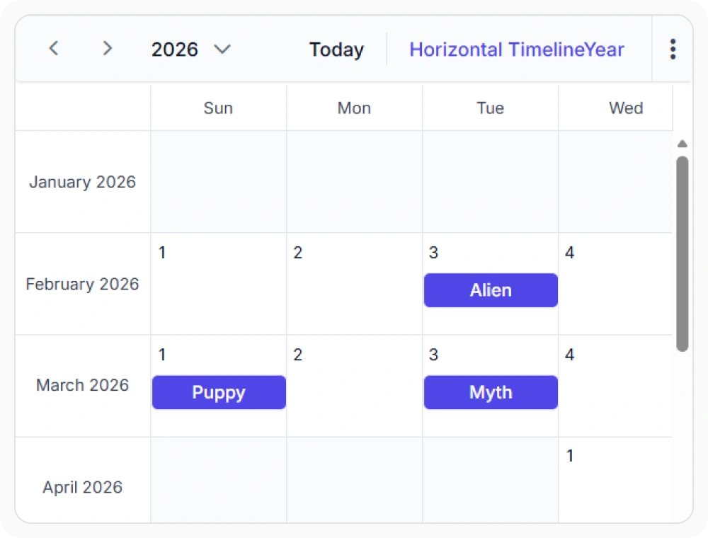 Timeline year view for React Scheduler