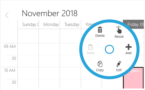 Context menu support in UWP Scheduler