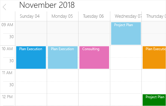 Week view in UWP Scheduler