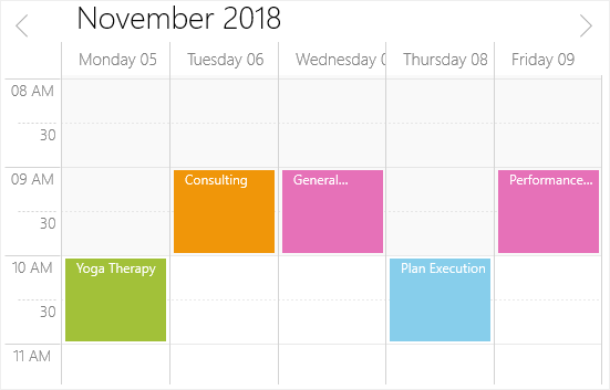Workweek view in UWP Scheduler