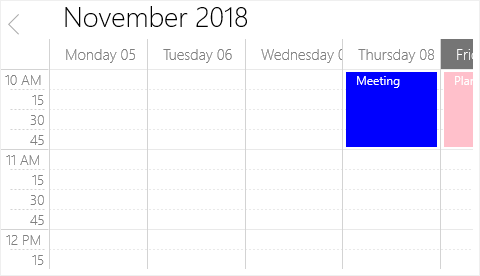 Time slot customization in UWP Scheduler