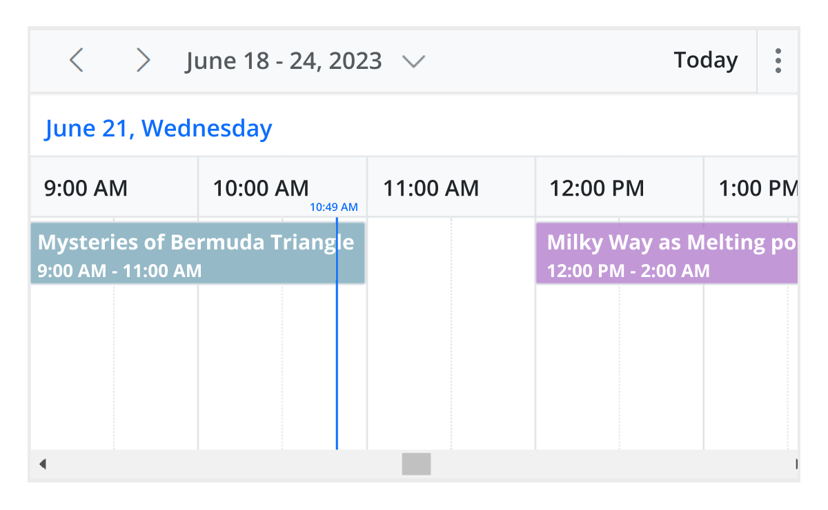 Timeline view in Vue Scheduler component.