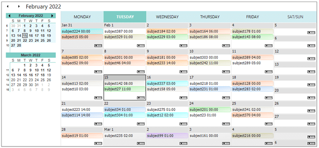 WinForms Scheduler office2016 Colorful theme
