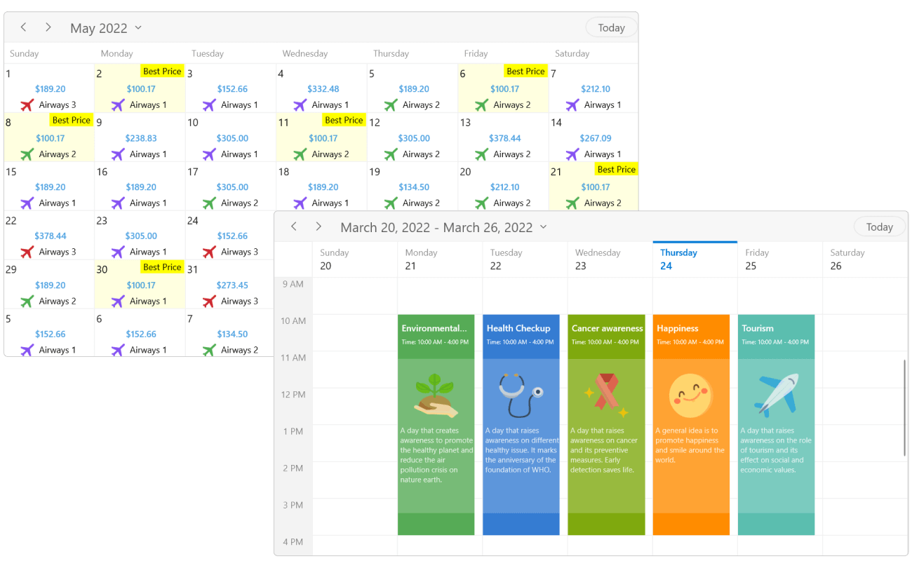 WinUI Scheduler Appearance Customization