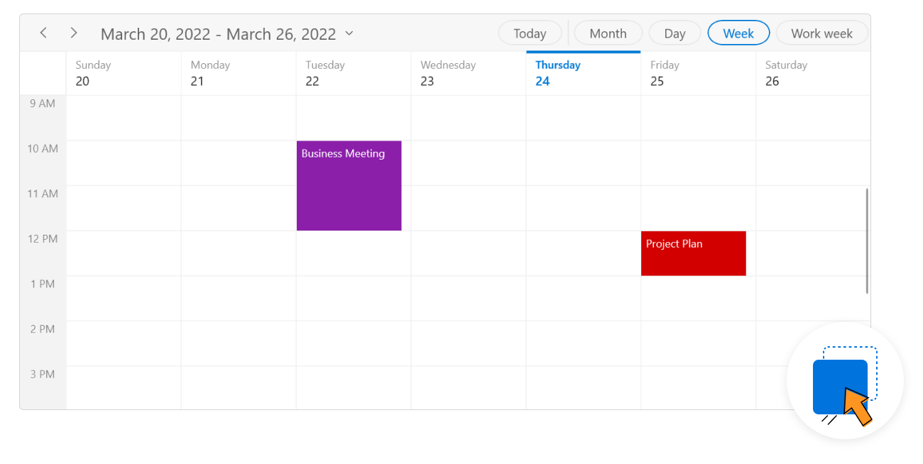 WinUI Scheduler Appointment Drag and Drop