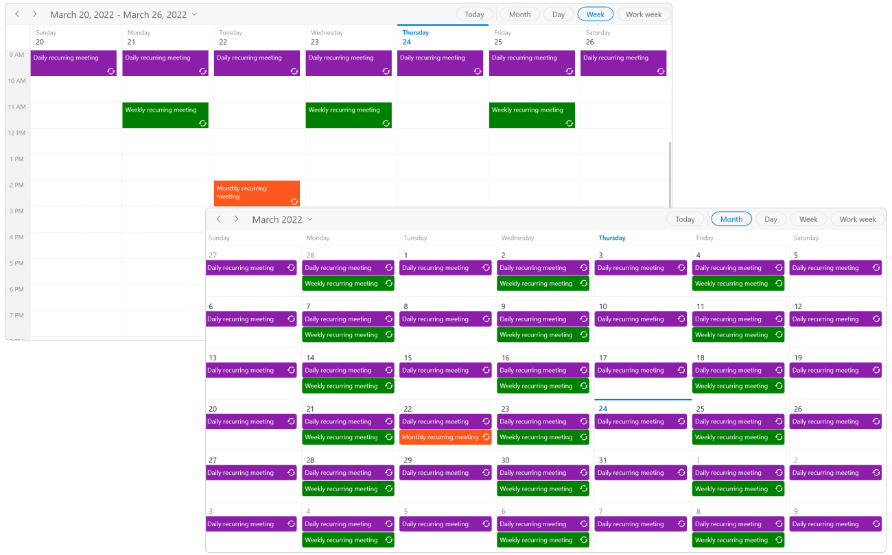 WinUI Scheduler with Recurring Events