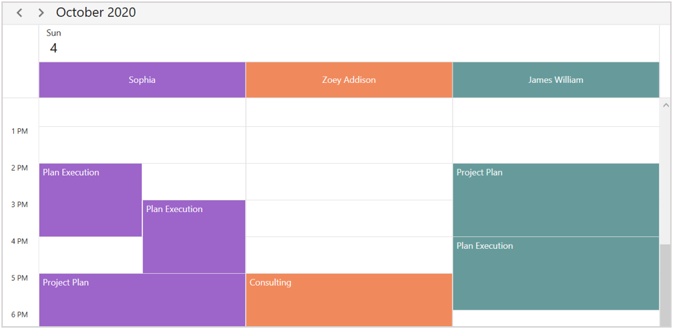 Resource grouping by date in WPF Scheduler.