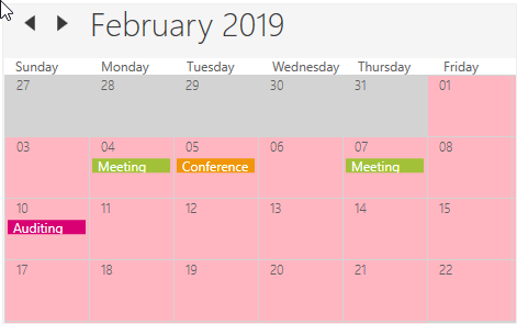 Current month customization in WPF Scheduler