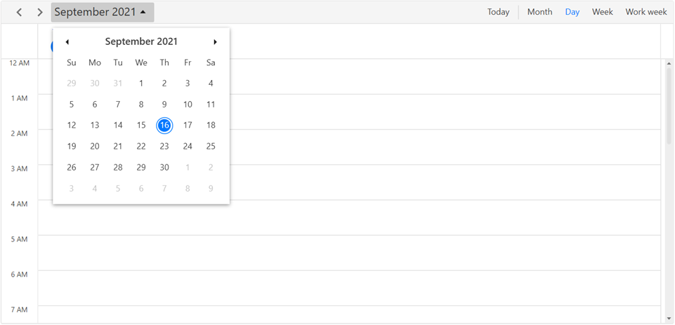 WPF Scheduler day view