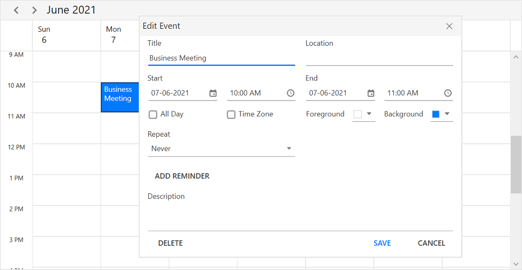WPF Scheduler in Appointment Editor