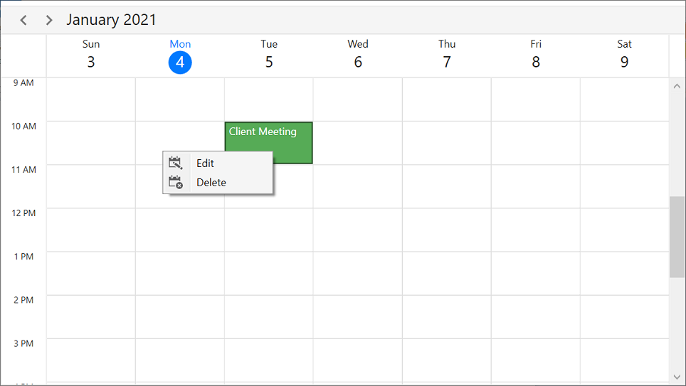 WPF Scheduler in Context Menu
