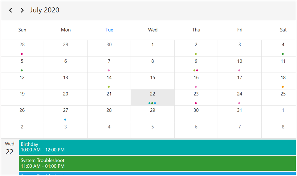 WPF Scheduler in Month Agenda View
