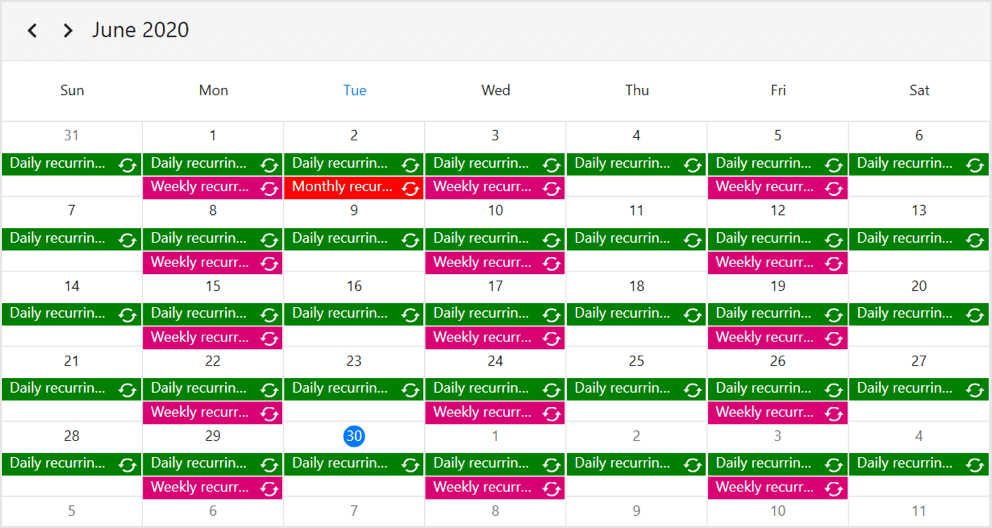 WPF Scheduler Recurring Appointments in Month View