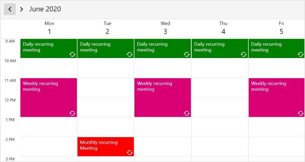 WPF Scheduler Recurring Appointments in Week View