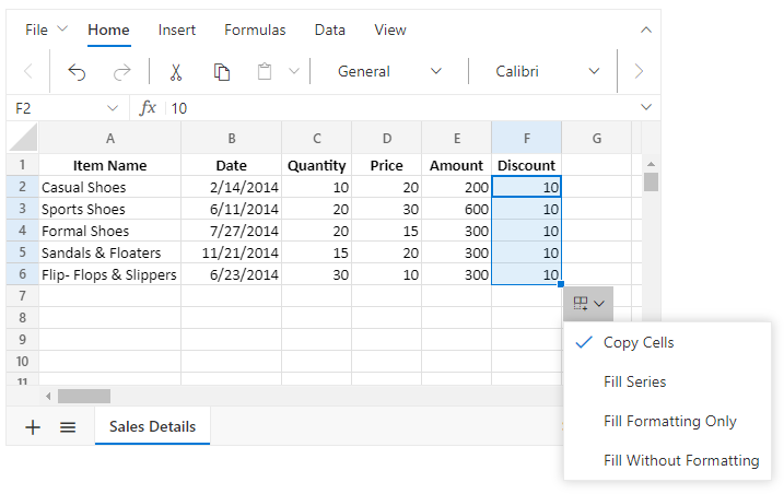 Autofill in Angular Spreadsheet.