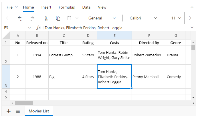 Wrap text in Angular Spreadsheet.