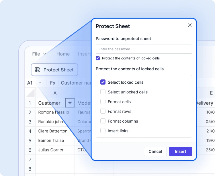 Sheet and workbook protection.