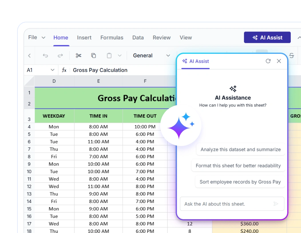 AI Powered React Spreadsheet Editor component.