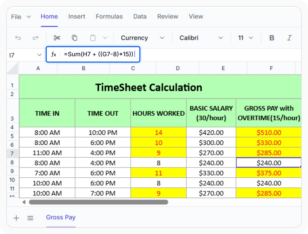 Formula bar editing in React Spreadsheet Editor