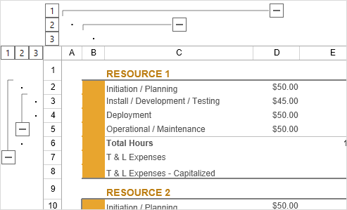 Apply Excel like grouping in UWP Spreadsheet
